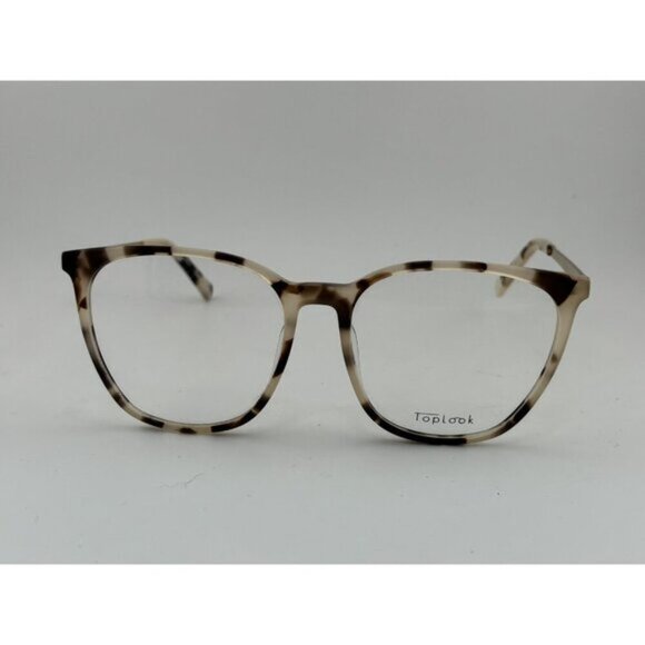 TOPLOOK - Hlaire 54-17-140  A4 Cream & Brown Tortoise Oversized Glasses Frames - Picture 2 of 7